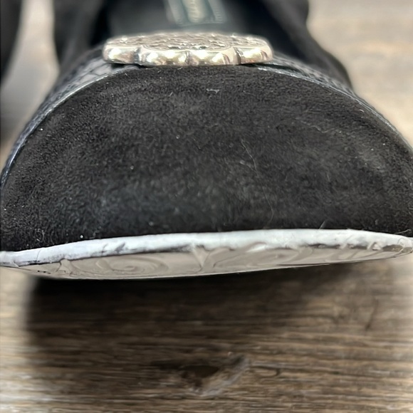 Brighton DANCER Black Suede Croc Embossed Ballet Flats Size 9 - Picture 8 of 14